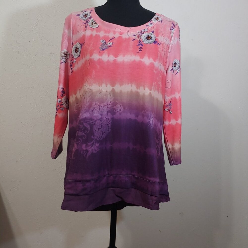 One World  3/4 Sleeve Floral Blouse